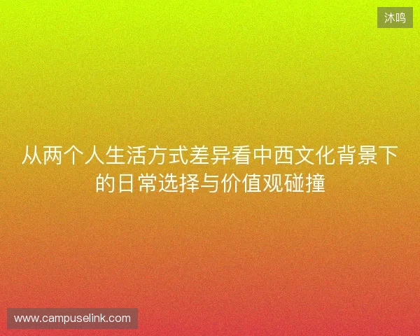 从两个人生活方式差异看中西文化背景下的日常选择与价值观碰撞